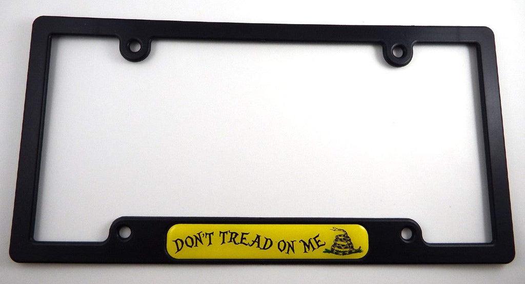 Don't Tread on Me Flag Black Plastic Car License Plate Frame