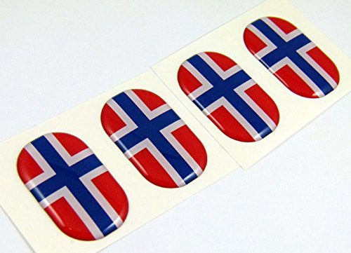 Norway midi domed decals flag 4 emblems 1.5" Car bike laptop stickers