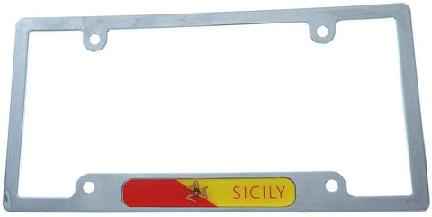 Sicily Flag car License Plate Frame Chrome Plated Plastic tag Holder Cover CP08