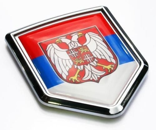Car Chrome Decals CBSHD187 Serbia Flag Serbian Emblem Chrome Car Decal Sticker