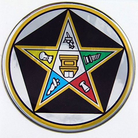 Eastern Star Masonic Emblem domed decal on chrome Bike Motorcycle Car 62mm