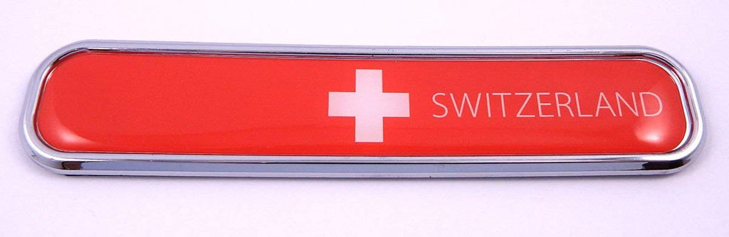 Switzerland Swiss Flag Chrome Emblem 3D auto Decal Sticker car Bike Boat 5.3"