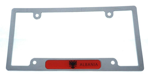 Albania Flag License Plate Frame Plastic Chrome Plated tag Holder Cover CP08
