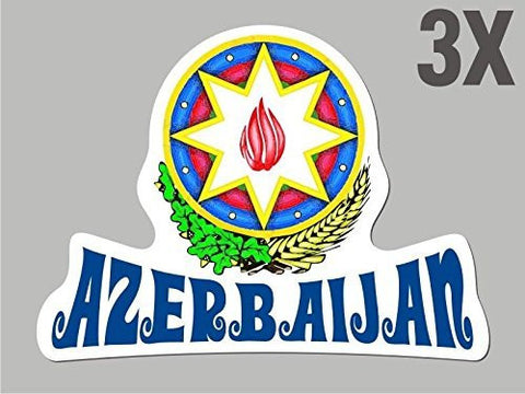 3 Azerbaijan shaped stickers flag crest decal car bike emblem vinyl CN042