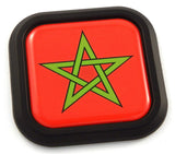 Morocco Flag Square Black rim Emblem Car 3D Decal Badge Hood Bumper sticker 2"