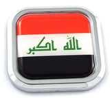 Iraq Flag Square Chrome rim Emblem Car 3D Decal Badge Hood Bumper sticker 2"
