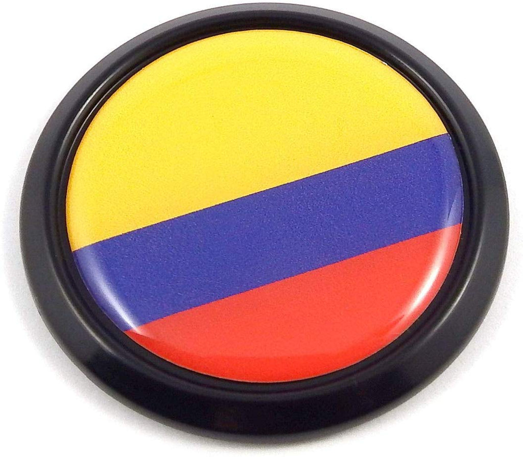 Colombia Black Round Flag Car Decal Emblem Bumper 3D Sticker 1.85"