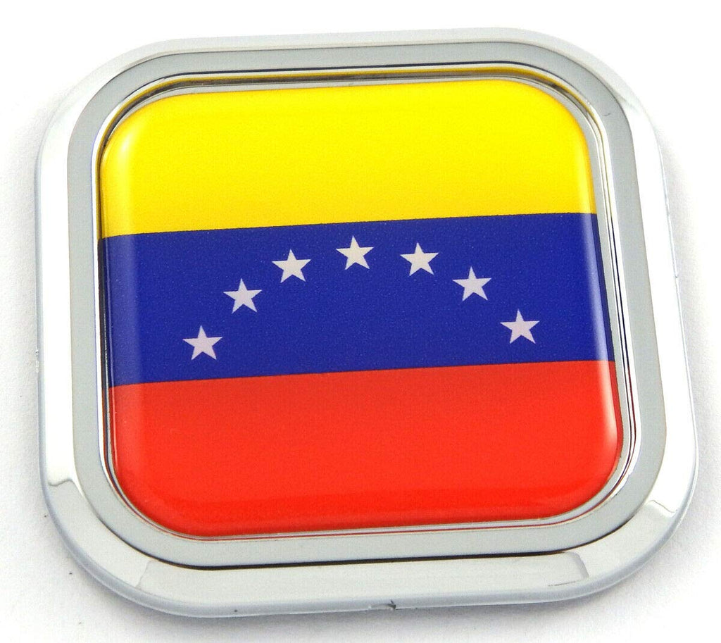 Venezuela Flag Square Chrome rim Emblem Car 3D Decal Badge Bumper sticker 2"