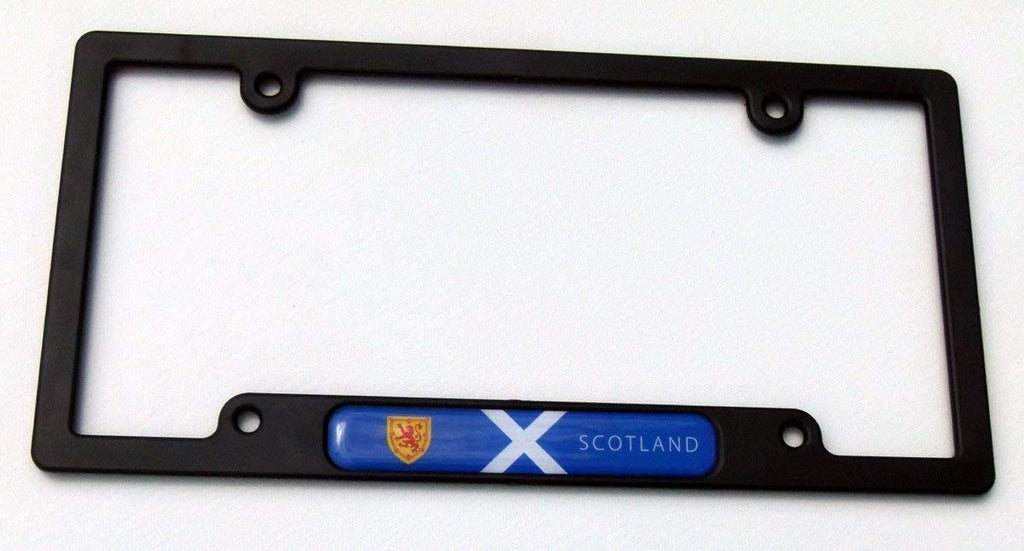 Scotland Scottish Flag Black Plastic Car License Plate Frame Dome Decal