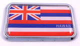 Hawaii Flag rectanguglar Chrome Emblem 3D Car Decal Sticker 3" x 1.75"