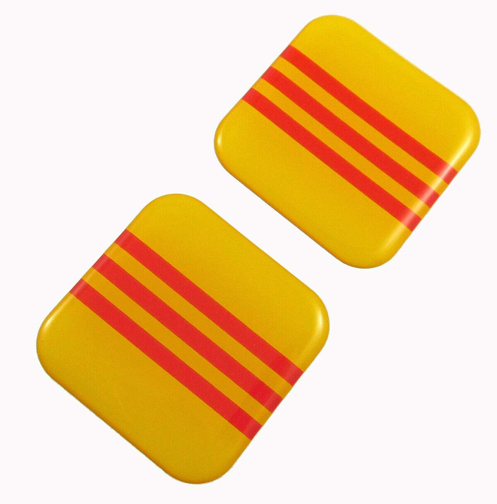 Vietnam Flag Square Domed Decal car Bike Gel Stickers 1.5" 2pc