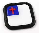 Christian flag Square Black rim Emblem Car 3D Decal Badge Bumper 2"