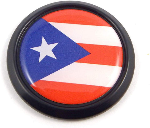 Puerto Rico Black Round Flag Car Decal Emblem Bumper 3D Sticker 1.85"
