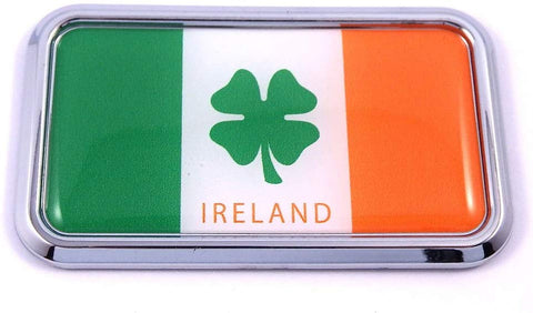 Ireland Irish Flag rectanguglar Chrome Emblem 3D Car Decal Sticker 3" x 1.75"