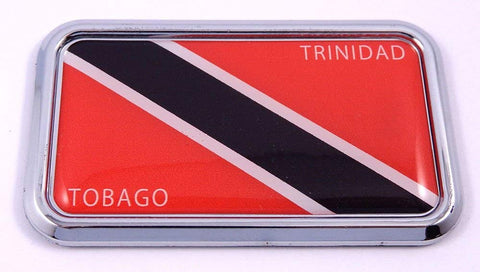 Trinidad and Tobago Flag rectanguglar Chrome Emblem Car Decal Sticker 3"x1.75"