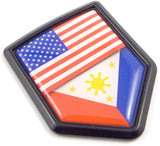 USA Philippines Philipine Flag Black Shield Emblem Car Bike Decal Crest