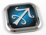 Sagittarius Zodiac Square Chrome rim Emblem Car 3D Decal Badge Bumper sticker 2"