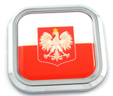 Poland Flag Square Chrome rim Emblem Car 3D Decal Badge Hood Bumper sticker 2"