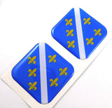Bosnia Flag Square Domed Decal Emblem car Bike Gel Stickers 1.5" 2pc.