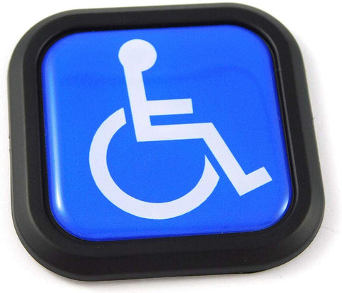 Handicap Symbol Square Black rim Emblem Car 3D Decal Badge Bumper 2"