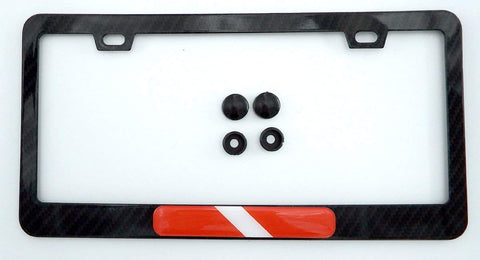 Diver Diving Flag Black Carbon Fiber Look Metal Car License Plate Frame Holder