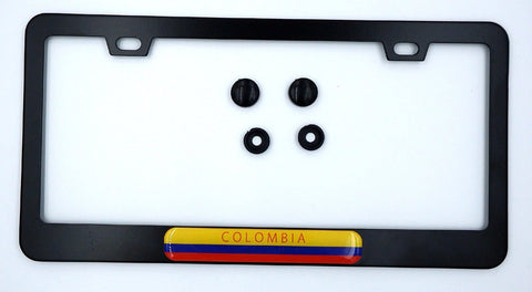 Colombia Flag Metal Black Aluminium Car License Plate Frame Holder