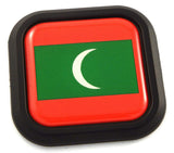 Maldives Flag Square Black rim Emblem Car 3D Decal Badge Hood Bumper sticker 2"