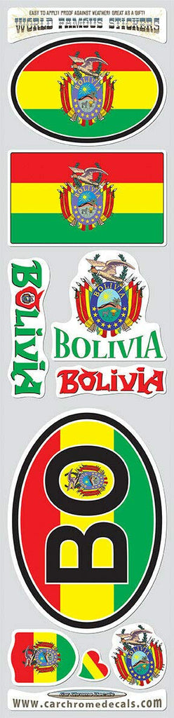 Bolivia 9 Stickers Set Flag Decal Bumper stiker car Bike Laptop
