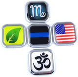 Libra Zodiac Square Chrome rim Emblem Car 3D Decal Badge Bumper sticker 2"
