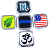 India Flag Square Chrome rim Emblem Car 3D Decal Badge Hood Bumper sticker 2"