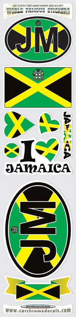 Jamaica 9 Stickers Set Flag Decal Bumper stiker car Bike Laptop