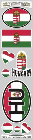 Hungary 9 Stickers Set Flag Decal Bumper Sticker car Bike Laptop HU