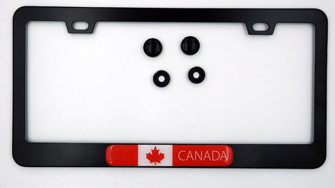 Canada Flag Metal Black Aluminium Car License Plate Frame Holder