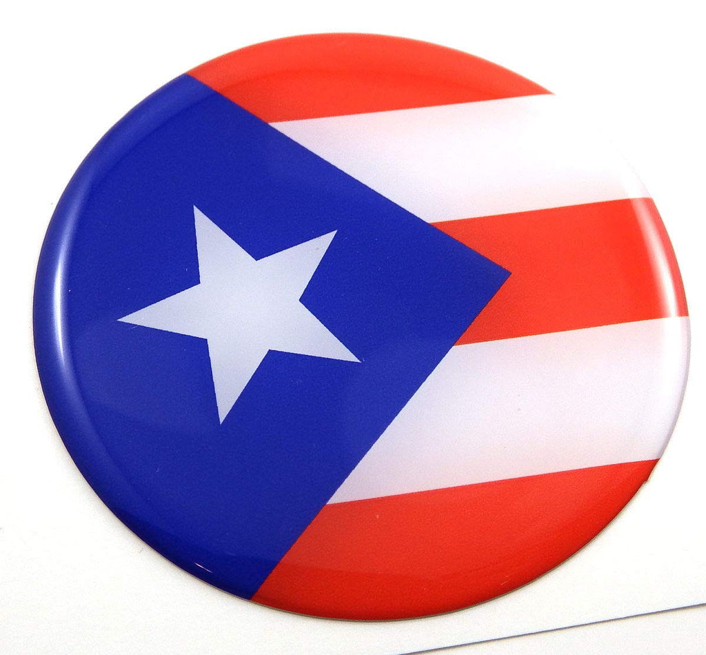 Puerto Rico Flag Round Domed Decal Emblem Car Bike 3D Sticker 2.44"