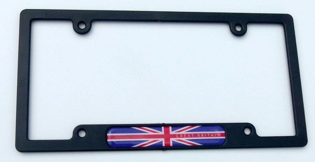 Great Britain Flag Black Plastic Car License Plate Frame British England