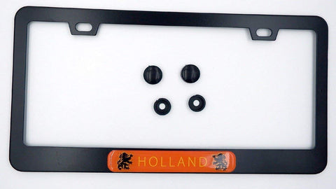 Holland Hetherlands Flag Metal Black Aluminium Car License Plate Frame Holder
