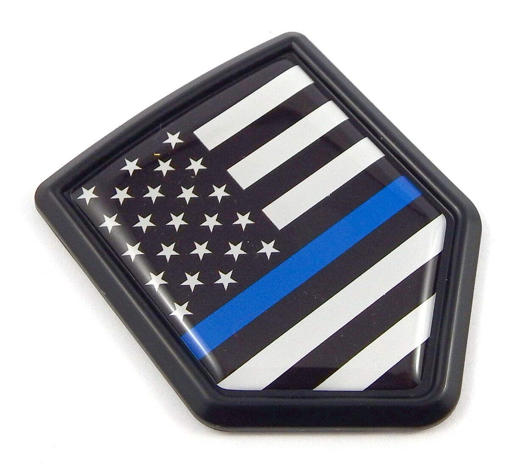 USA Police Thin Blue line Flag Black Shield Emblem Car Bike Decal Crest