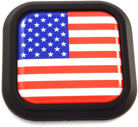 USA America Flag Square Black rim Emblem Car 3D Decal Badge Bumper sticker 2"