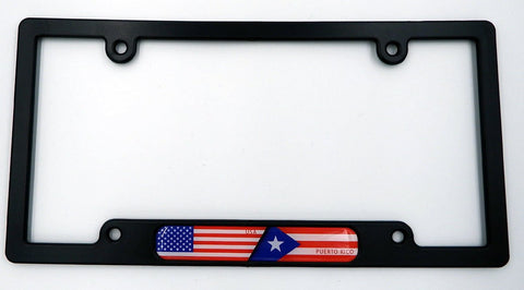 USA/Puerto Rico Black Plastic Car License Plate Frame