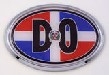 Dominican Republic DO Flag Car Chrome Emblem Bumper Sticker Flag Decal Oval