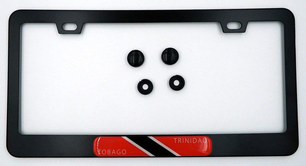 Trinidad and Tobago Flag Metal Black Aluminium Car License Plate Frame Holder