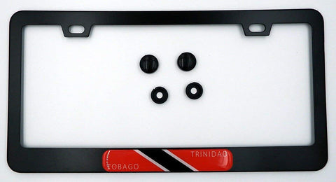 Trinidad and Tobago Flag Metal Black Aluminium Car License Plate Frame Holder