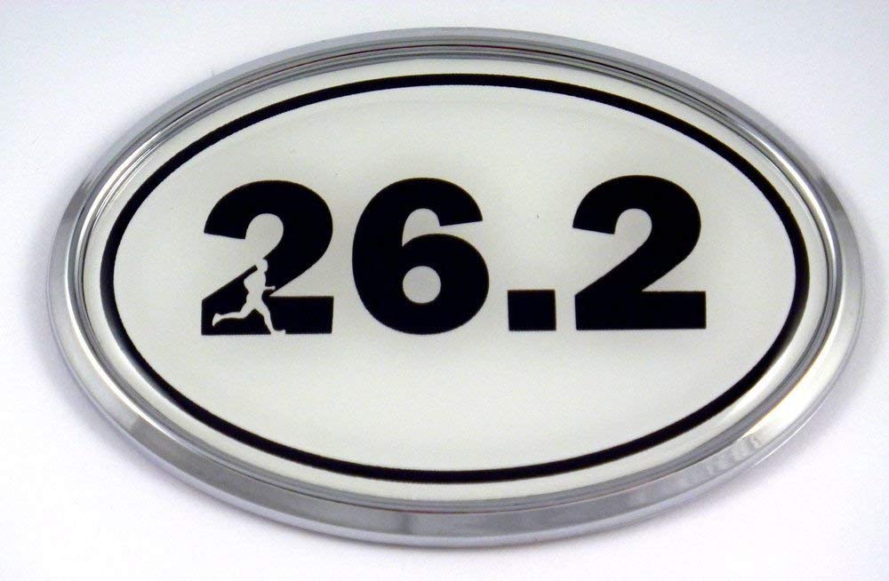 26.2 Marathon Runner Emblem Chrome Decal with Dome Sticker Medallion Sport