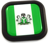 Nigeria Flag Square Black rim Emblem Car 3D Decal Badge Hood Bumper sticker 2"