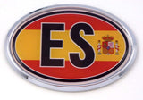Spain ES Spanish Flag Car Chrome Emblem Bumper Sticker Flag Decal Oval