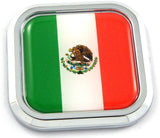 Mexico Flag Square Chrome rim Emblem Car 3D Decal Badge Hood Bumper sticker 2"