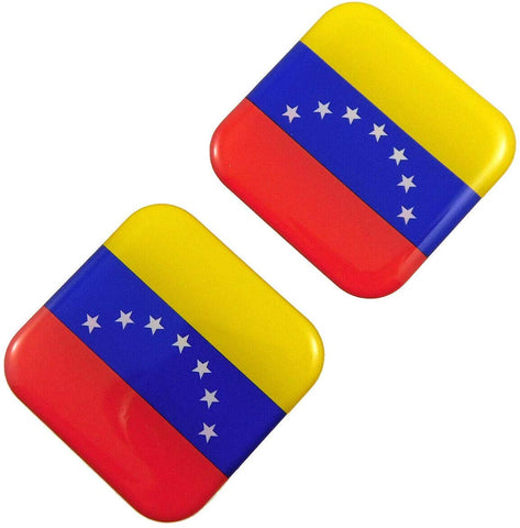Venezuela Flag Square Domed Decal car Bike Gel Stickers 1.5" 2pc