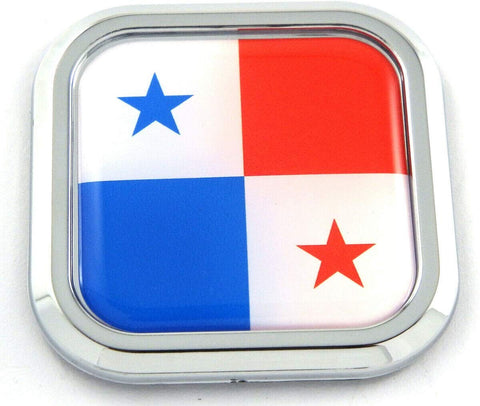 Panama Flag Square Chrome rim Emblem Car 3D Decal Badge Hood Bumper sticker 2"