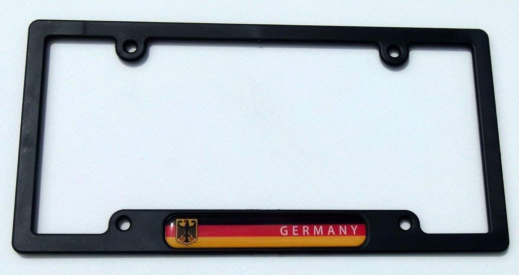 Germany German Flag Black Plastic Car License Plate Frame Domed Colour Lens