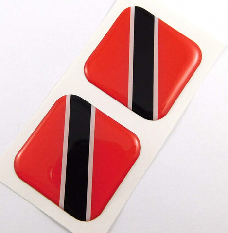 Trinidad and Tobago Flag Square Domed Decal car Bike Gel Stickers 1.5" 2pc